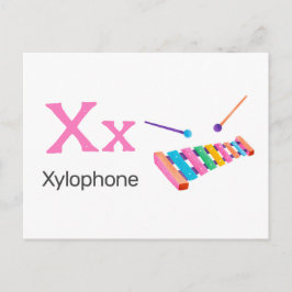 Postal X é para Xilofone - Cartão Flash Alfabeto