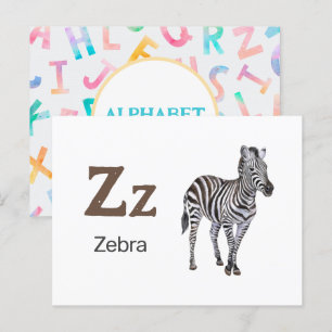 Postal Z é para Zebra - Cartão Flash Alfabético