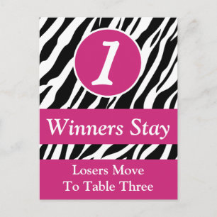 Postal Zebra Wild Animal Print Bunco Table Number Cartão