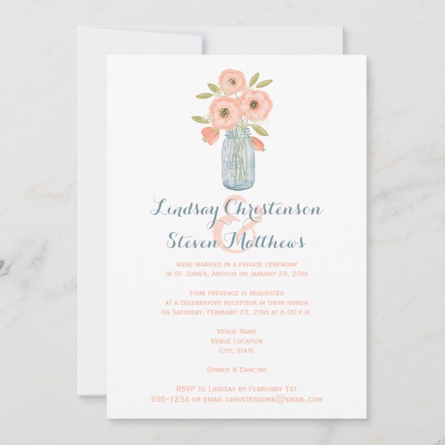 Postar Convite de casamento | Mason Jar, Babies Re (Frente)