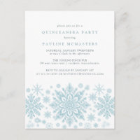POSTCARD Quinceanera Blue Snowflake Convite