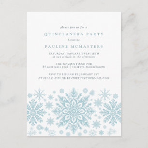 POSTCARD Quinceanera Blue Snowflake Convite