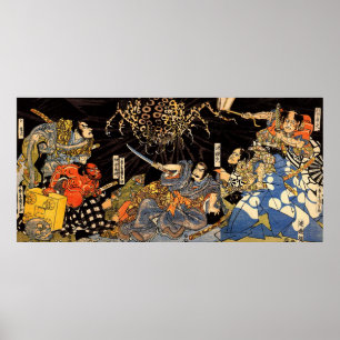Póster お 化 け 蛛, 国 芳, Aranha Monster, Kuniyoshi, Ukiyo-e