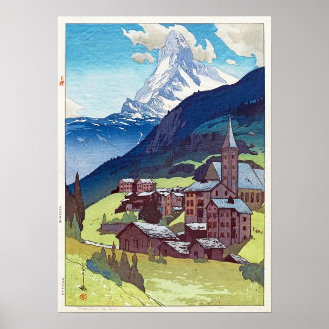 Póster マ ホ ン, Matterhorn, Hiroshi Yoshida, Woodcut (Frente)