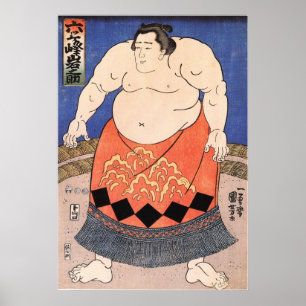 Poster 力士, lutador do Sumo do 国芳, Kuniyoshi, Ukiy