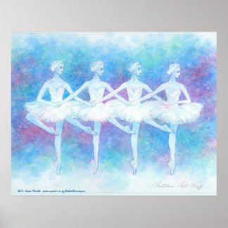 PÓSTER 四羽の白鳥の踊りアートプリント