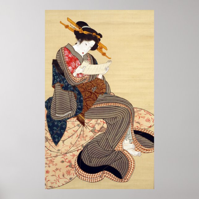 Poster 女, 国 貞 Mulher, Kunisada, Ukiyo-e (Frente)