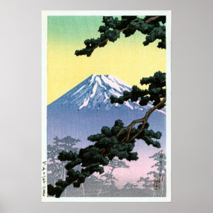 Póster 富士山, Monte Fuji, Hasui Kawase, Woodcut