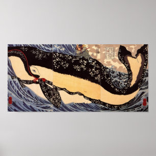 Póster 巨鯨, baleia grande do 国芳, Kuniyoshi, Ukiyoe