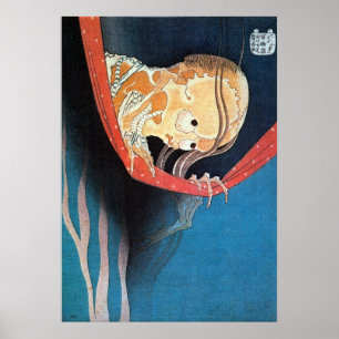 Poster 幽霊, fantasma do 北斎, Hokusai, Ukiyoe