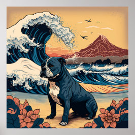 POSTER 日本の伝統的なヴィンテージデザインを使用したアート作品 フレンチブルドッグ犬