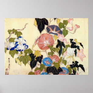 Póster 朝 顔, 北 斎 Glória da Manhã, Hokusai, Ukiyo