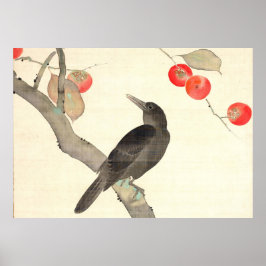 Poster 柿 に 烏, 抱 Persimmon e Crow, Hōitsu