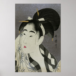 Póster 汗 を く 女, 歌 拭 Mulher 麿 Limpando Suor, Utamaro