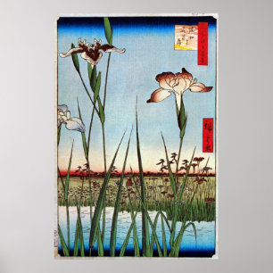 Póster 江戸の菖蒲, íris do 広重 de Edo, Hiroshige