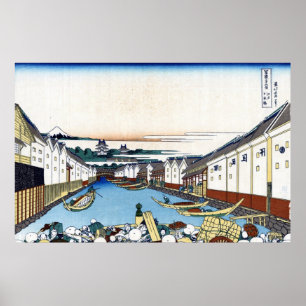 Póster 江戸日本橋, opinião Monte Fuji do 北斎 de