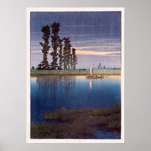 Póster 牛堀の夕暮れ, nivelando em Ushibori, Hasui K