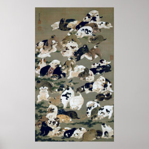 Poster 百 犬 図, 伊 藤 若 冲 Cem Cem, Itô Jakuchu