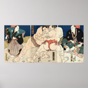 Póster 相撲, luta de Smou do 国貞, Kunisada