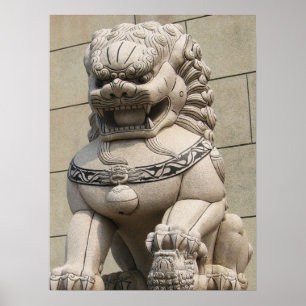 Póster 石獅 fêmea chinês do cão de Foo do leão do g