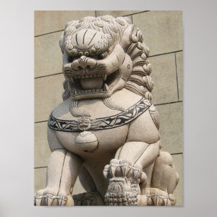 Poster 石 de Cão do Leão da Guardiã Chinesa 獅
