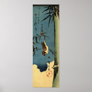 Poster 竹に雀, bambu do 広重 e pardal, Hiroshige, Uk