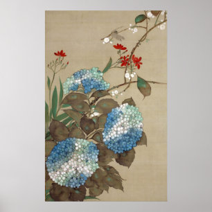 Poster 紫陽花とトンボ, Hydrangea do 抱一 e libé