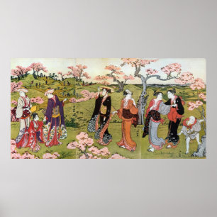 Póster 花見, 清長  Flower Viewing, Kiyonaga, Ukiyo-e