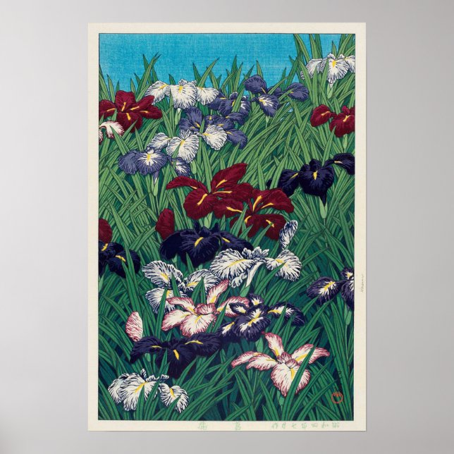 Póster 菖 蒲, Iris, Hasui Kawase, Woodcut (Frente)