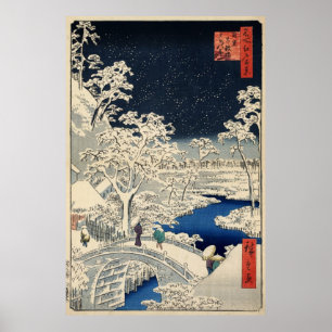 Póster 雪の太鼓橋, ponte nevado do cilindro do 広