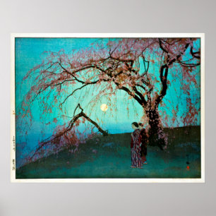 Póster 雲井桜, flores de cerejeira de Kumoi, Yoshida,