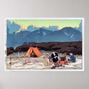 Poster 露営 (北岳, 間の岳), acampando, Hiroshi Yos