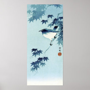 Poster 青い鳥, pássaro do 古邨 no azul, Koson, Ukiy