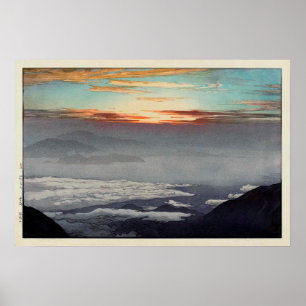 Póster 鳳凰山, montagem Hōō, Hiroshi Yoshida, Woodcu