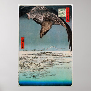 Póster 鷲と雪景色, 広重 Eagle e cena da neve, Hiro