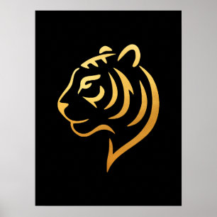 Poster 黄金の虎 Gold Tiger – Arte Minimalista Japonesa