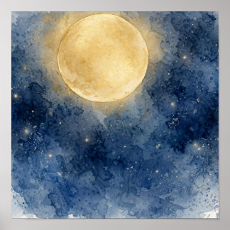 Poster 02Pôster de céu noturno em aquarela