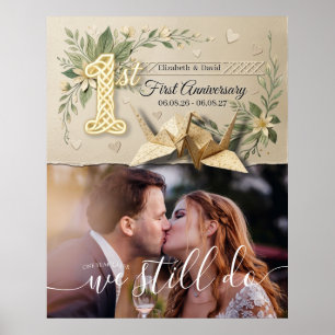 Poster 1º Aniversário de Casamento Pape Cranes Foto Boas-