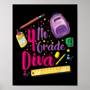 Poster 1º Ano Diva 1º Dia de Menina de Escola Roupas Gi