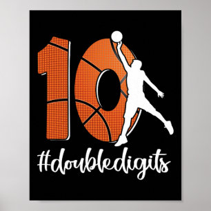 Poster 10º Aniversário Dígitos Duplos Dez Basquete Para M