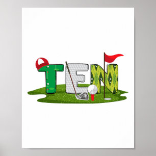 Poster 10º aniversário Tema do Golfe 10 anos Crianças de 