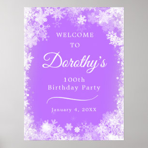 Poster 100º aniversário Imprimível Snowflake Purple Bem-v