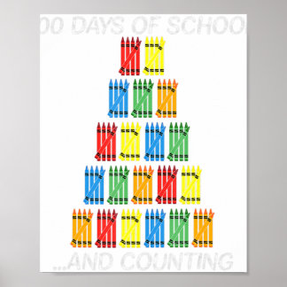 Poster 100º Dia 100 Dias da Escola Crayon Hash Marks Tea