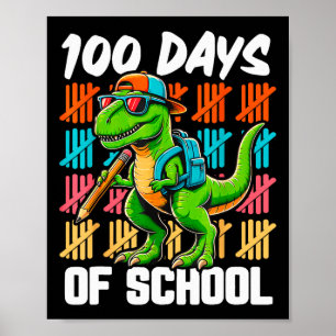 Poster 100º Dia Da Escola 100 Dias Dinossauro De Caminhão