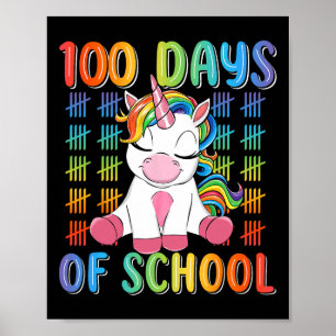 Poster 100º Dia Da Escola Para Meninas Cute Unicórnio