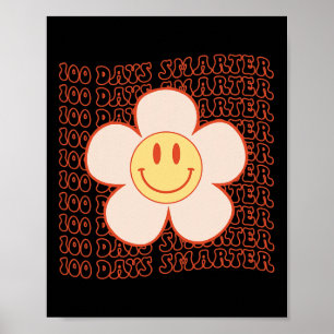 Poster 100º Dia Da Escola Retro Groovy Face Feliz 100 Da