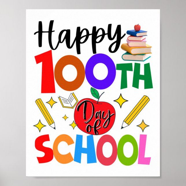 Poster 100º Dia De Professores Alunos Crianças 100 Dias D (Frente)