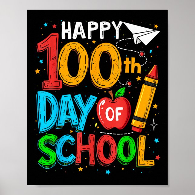 Poster 100º Dia de Professores Crianças Felizes 100 Dias (Frente)