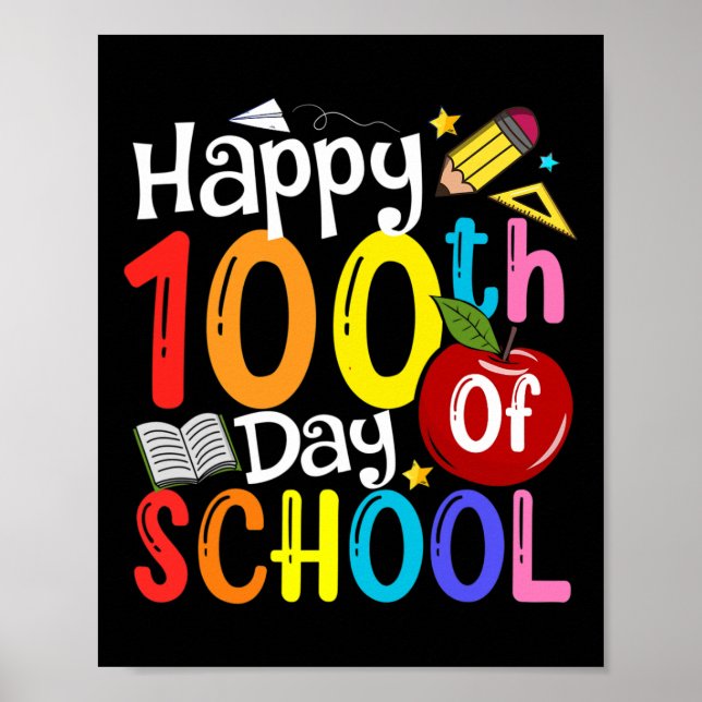 Poster 100º Dia de Professores Estudantes Feliz 100 Dia (Frente)