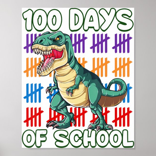 Poster 100º Dia Dino 100 Dias De Estudantes Escolares (Frente)